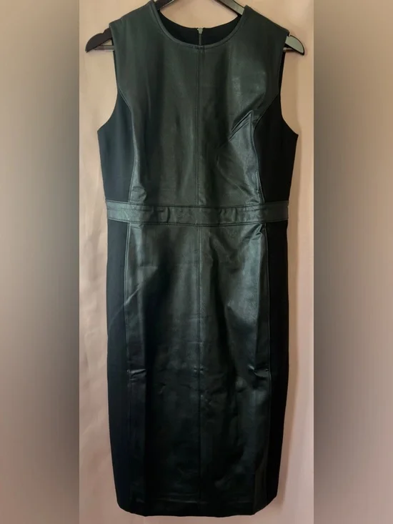 SPANX Faux Leather II Combo Sheath Midi Dress - Picture 2 of 11